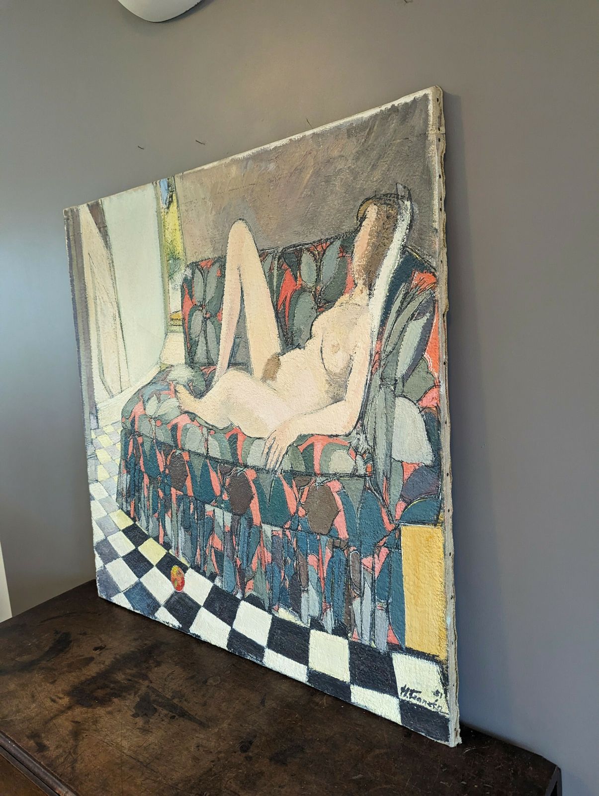 Nude On Couch (Very Large)  Oil Painting photo furniture