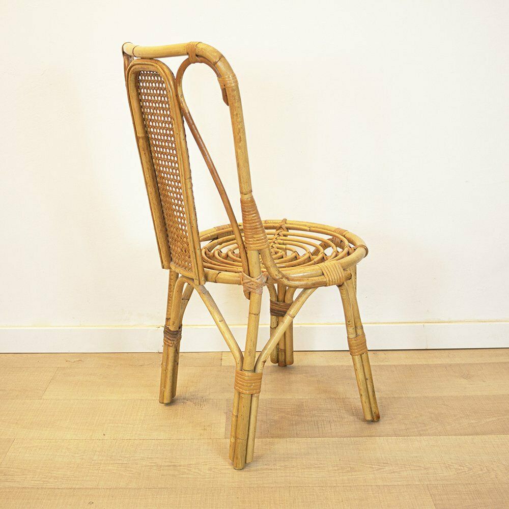 Vintage Wicker Bamboo Chair, Spain, 1970s photo Furniture