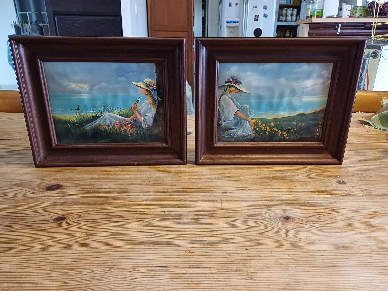 Pair Of Enameled Tole Paintings Signed: Romero