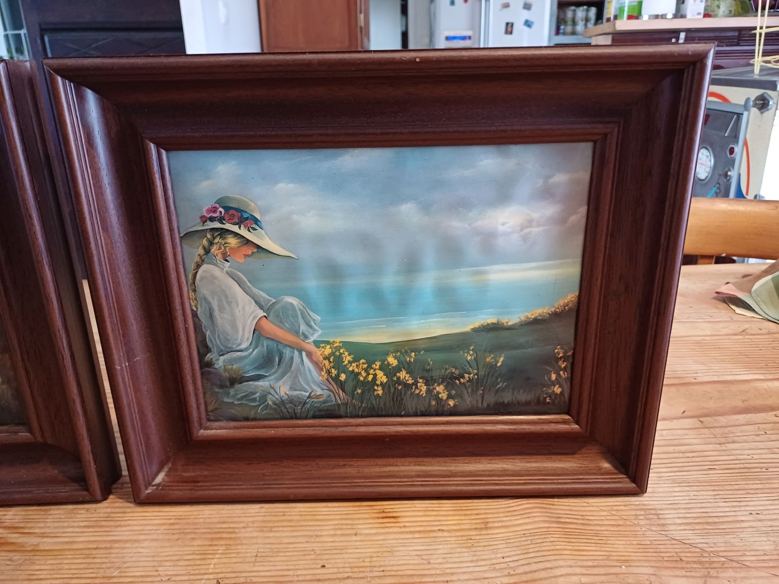 Pair Of Enameled Tole Paintings Signed: Romero photo furniture