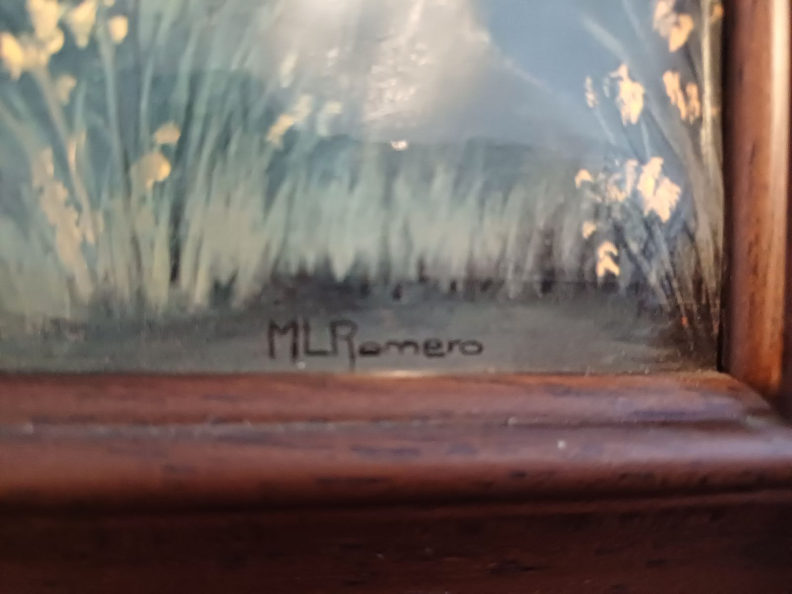 Pair Of Enameled Tole Paintings Signed: Romero photo vinterior