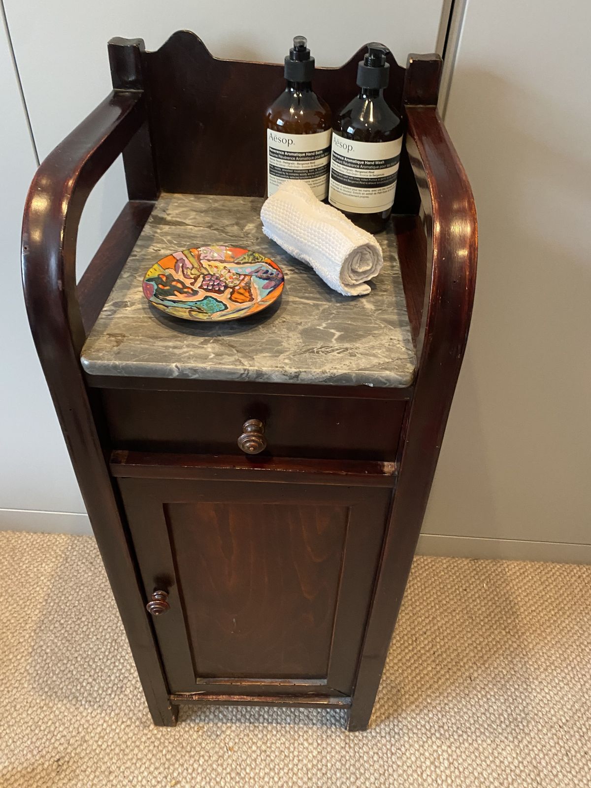 Antique Marble And Mahogany Washstand photo furniture