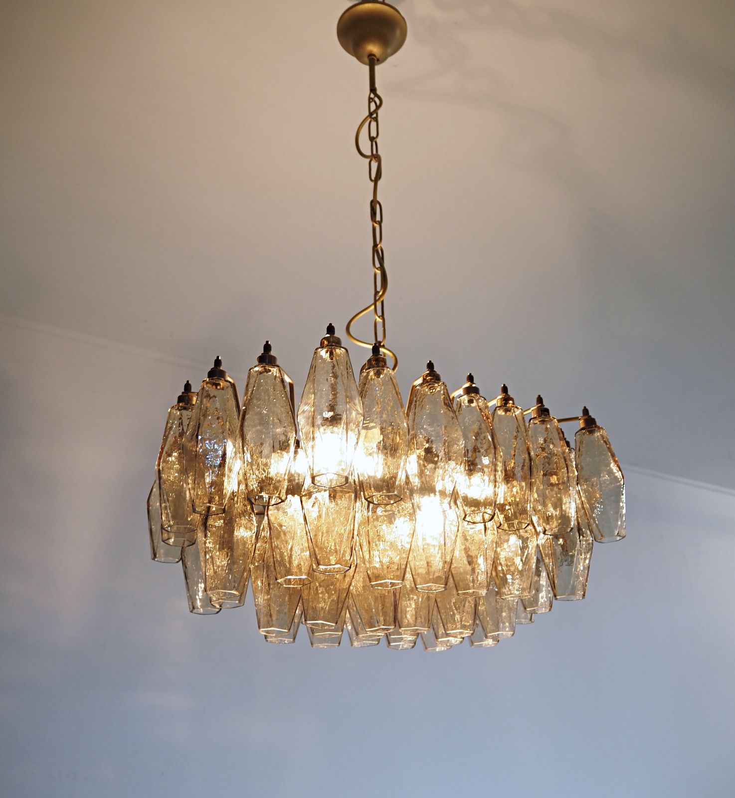 photo furniture Elegant Murano Poliedri Chandelier   Carlo Scarpa   Smoked Glasses