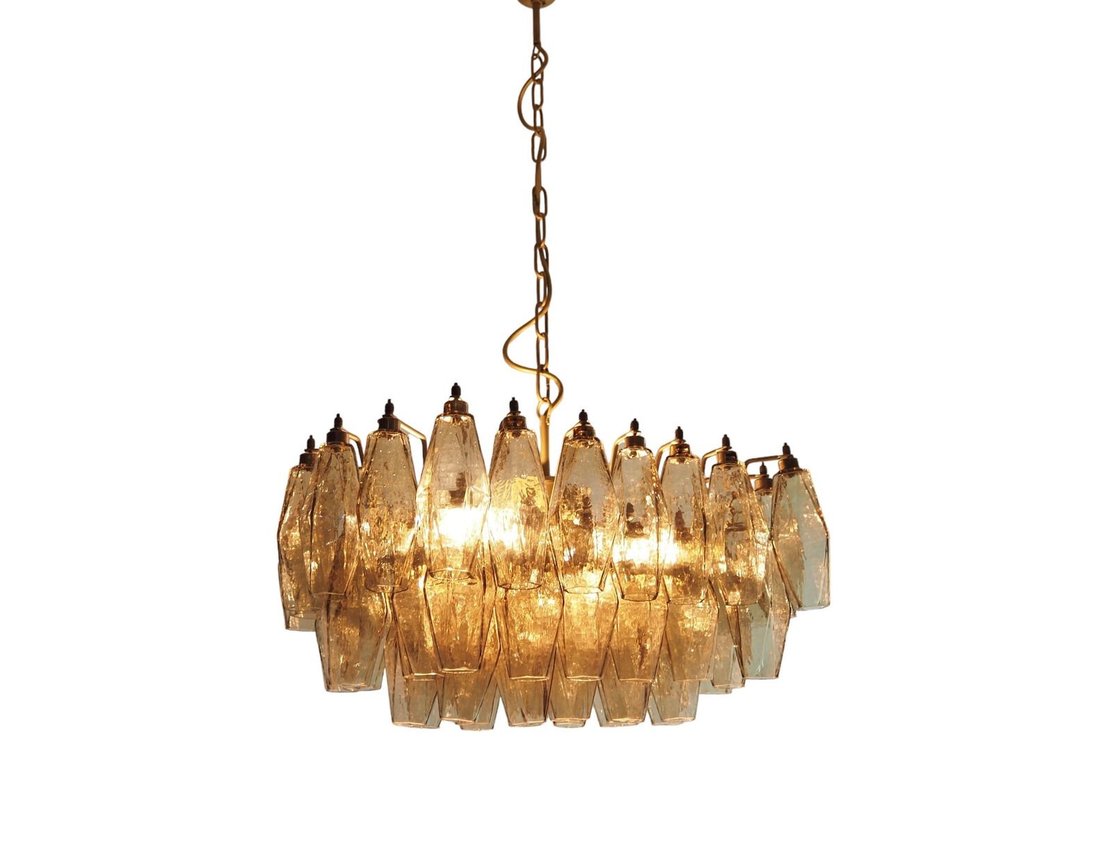 photo vintage Elegant Murano Poliedri Chandelier   Carlo Scarpa   Smoked Glasses