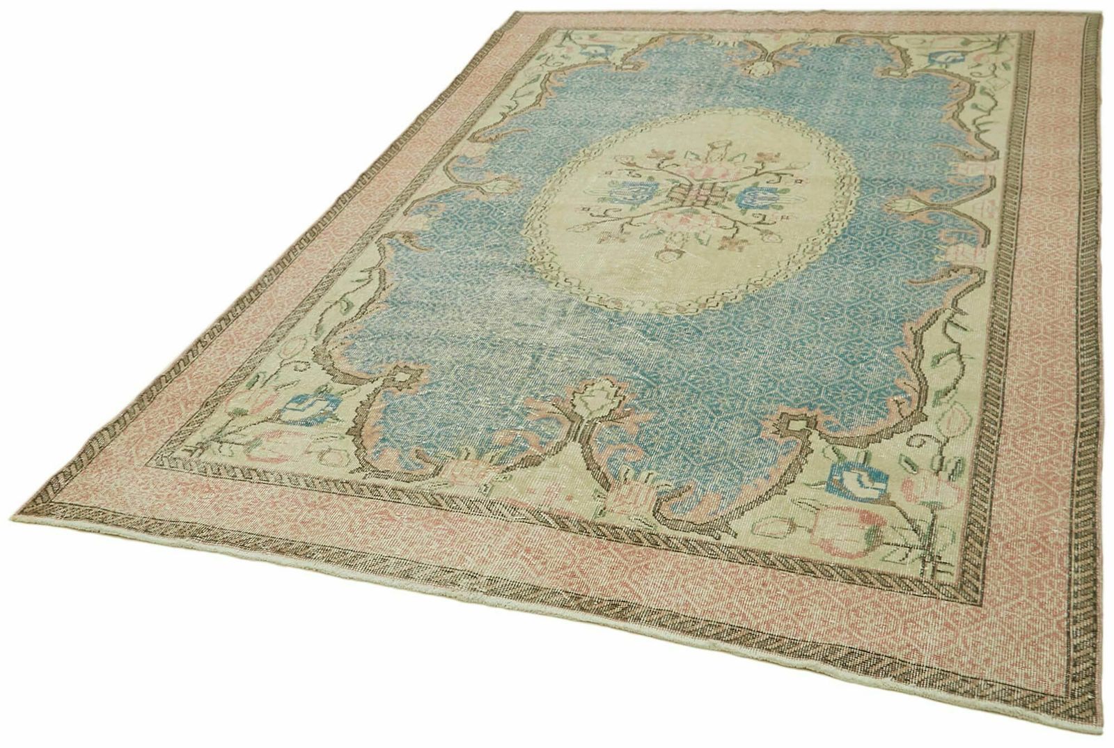 Handmade Anatolian Beige Turkish Vintage Area Rug 197 Cm X 304 Cm photo for sale