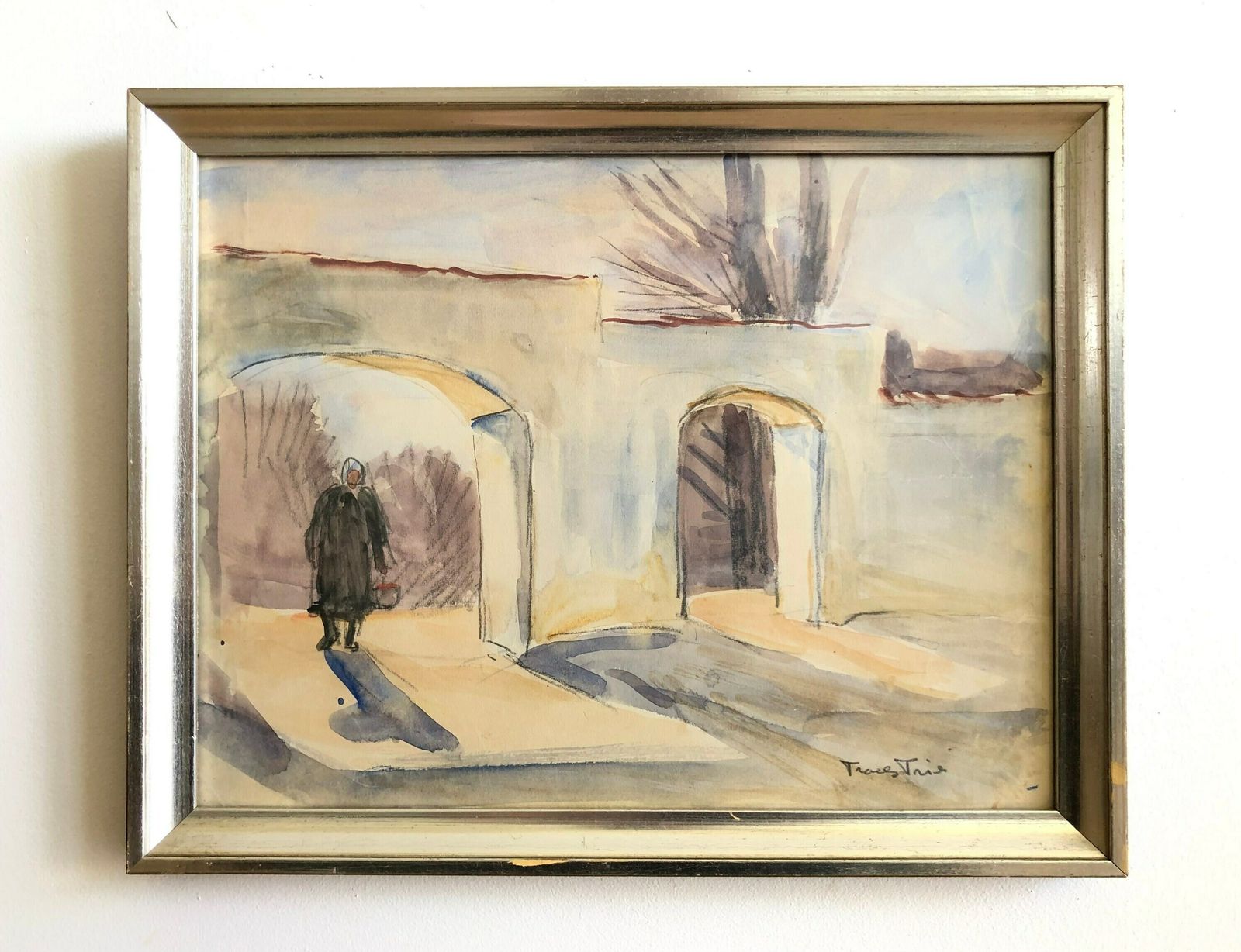 Troels Trier (1879 1962) Watercolor   Original Danish Art From The Early 20th Century