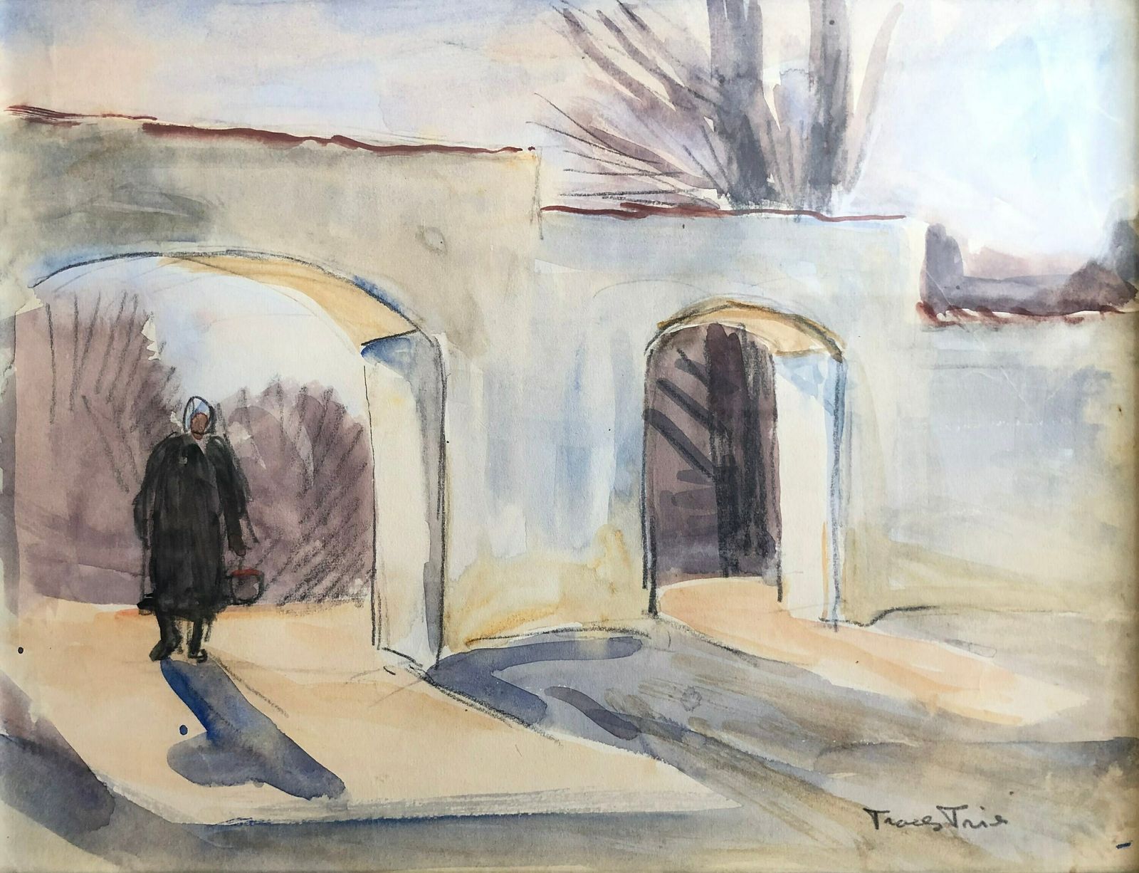 Troels Trier (1879 1962) Watercolor   Original Danish Art From The Early 20th Century photo for sale