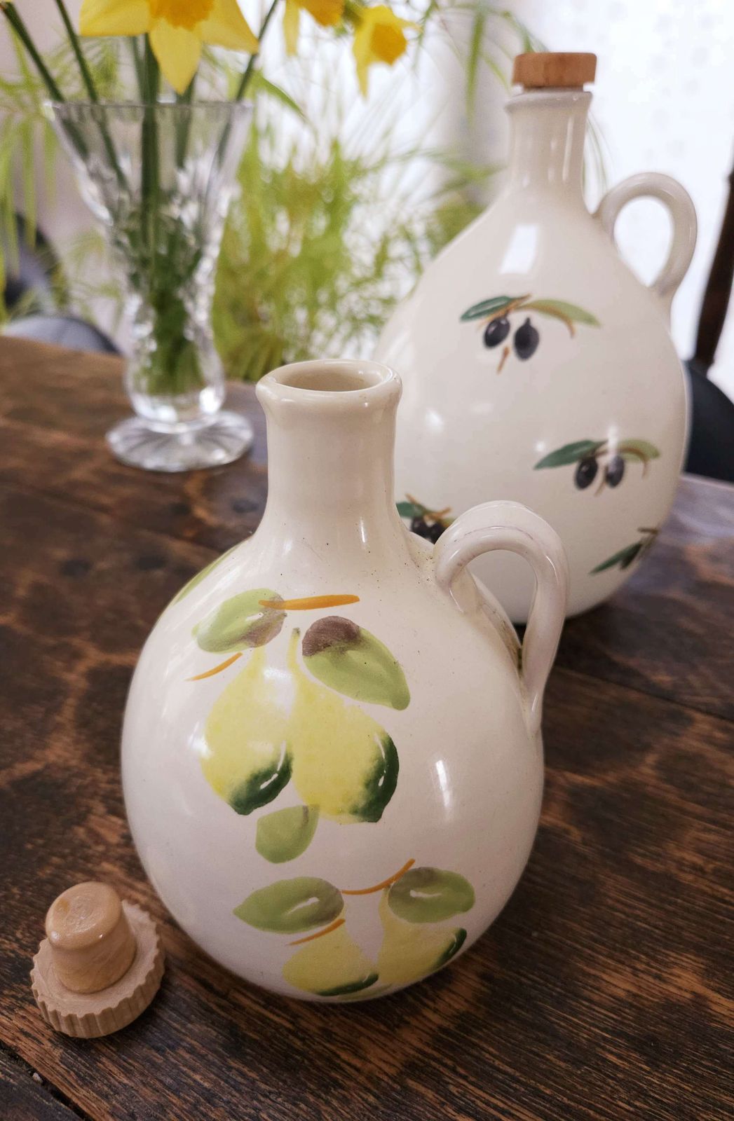 Pair Of Large, Rustic, Italian, Olive Oil Or Condiment Urns photo vinterior