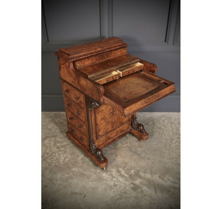 Magnificent Burr Walnut Marquetry Inlaid Davenport Desk photo buy