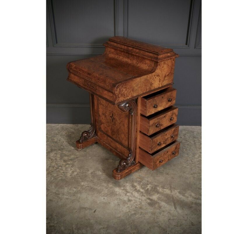 2220.66 Magnificent Burr Walnut Marquetry Inlaid Davenport Desk photo
