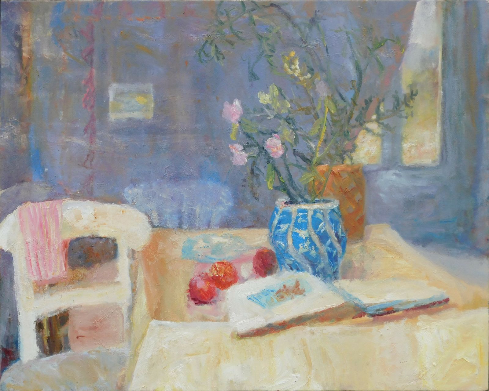 The New Blue And White Vase. Still Life Oil By Alice Mumford