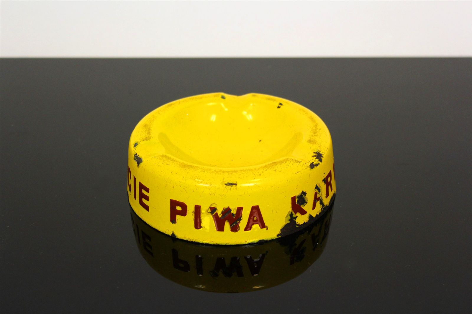 Karwinskie Brewery Metal Enamel Ashtray, Poland/Czech Republic, 1930s photo for sale
