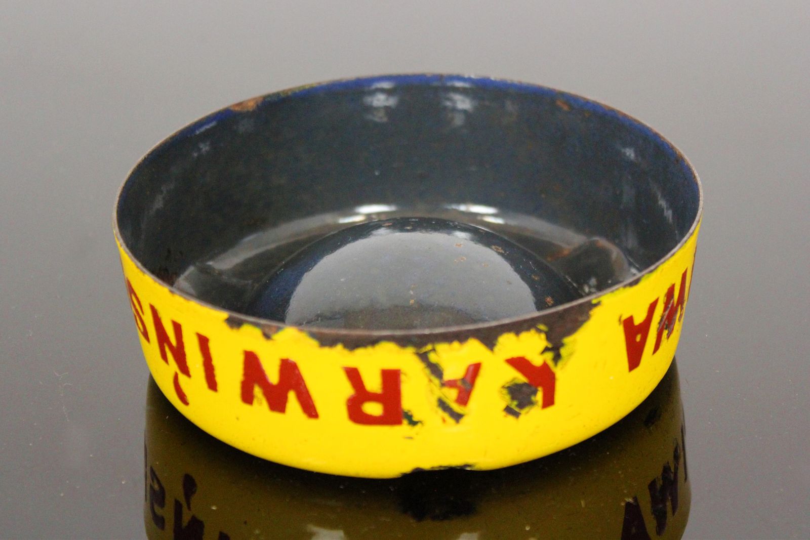 Karwinskie Brewery Metal Enamel Ashtray, Poland/Czech Republic, 1930s photo vintage