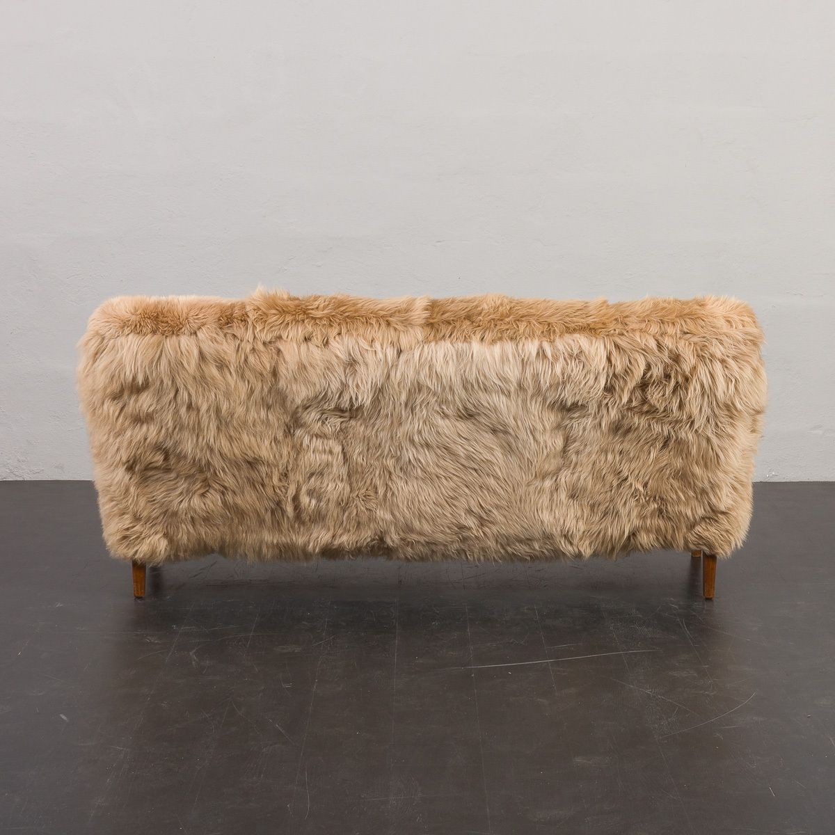 Peter Hvidt & Orla Mølgaard Nielsen, Fritz Hansen Three Seater Sofa In Long Sheepskin photo vintage