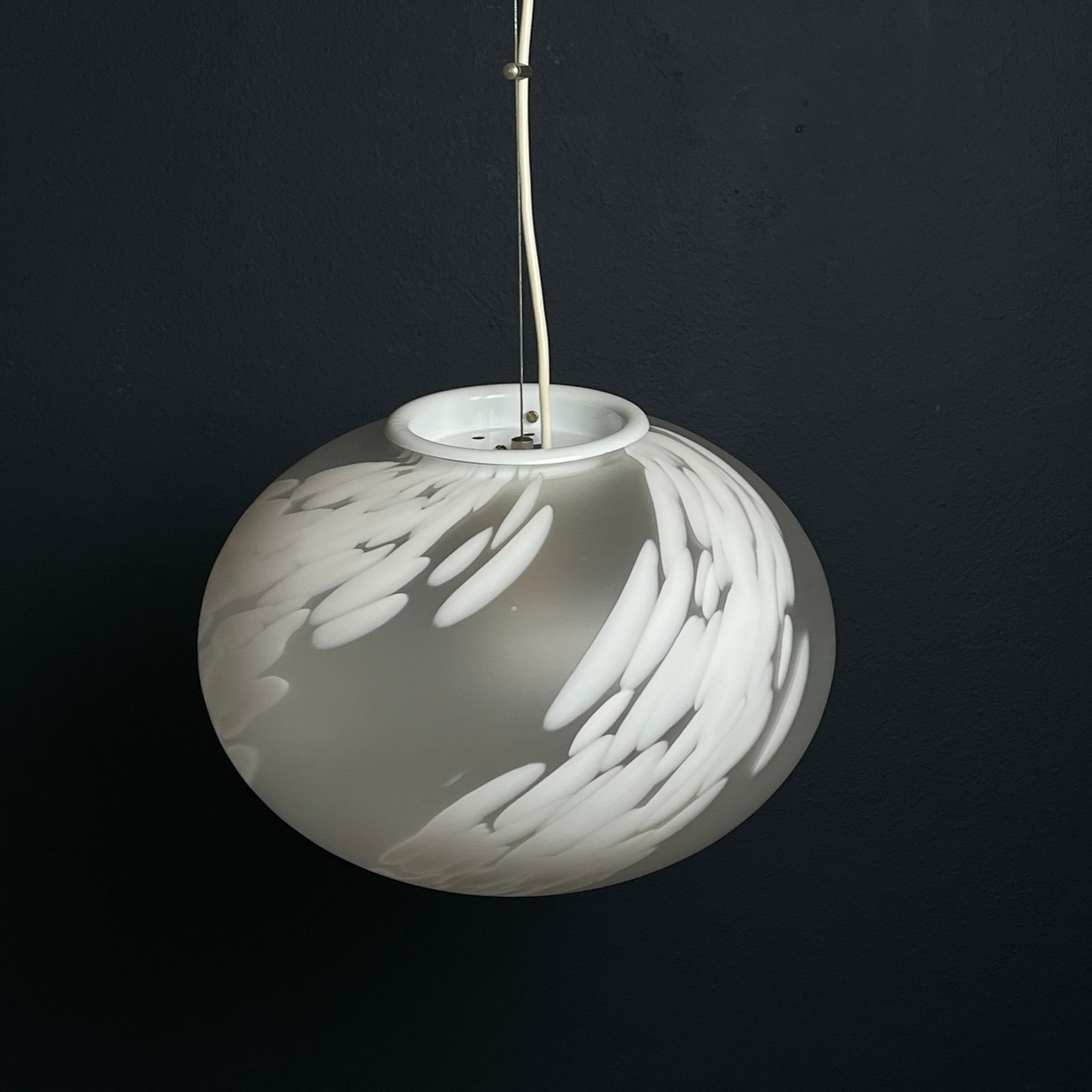 Vintage Swirl Murano Glass Pendant Lamp Vetri Murano Italy 1970s
