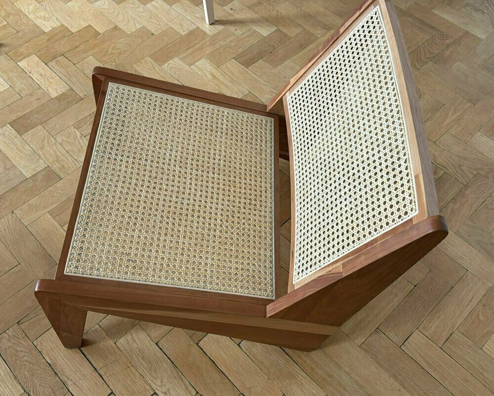 Cherry Ash Kangaroo Lounge Chair With Rattan Seat photo 275.0