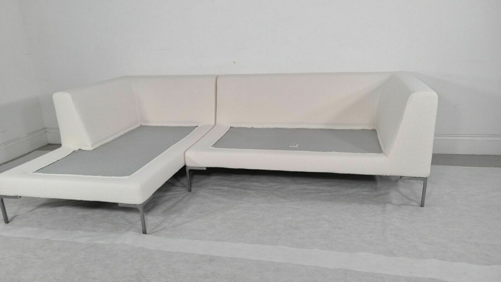 Furniture Stunning Bb Italia Charles L Shape In Luxuriously Soft White/Cream Boucle Fabric photo
