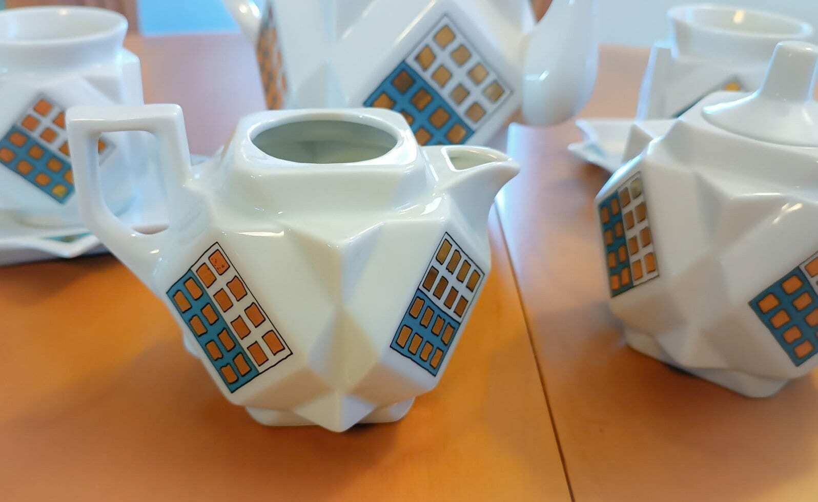 Remo Bianco Porcelain Coffee Service Tableaux Dores Tete A Tete Duet Limited Edition photo Home Decor