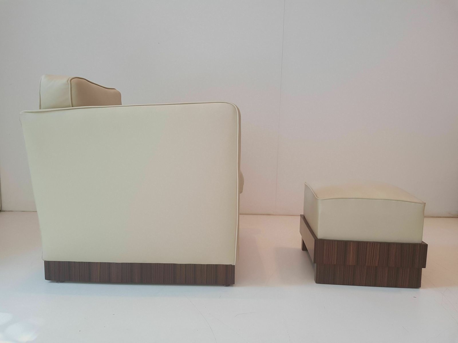 French Art Deco Chair And Footstool In Macassar Ebony. photo for sale