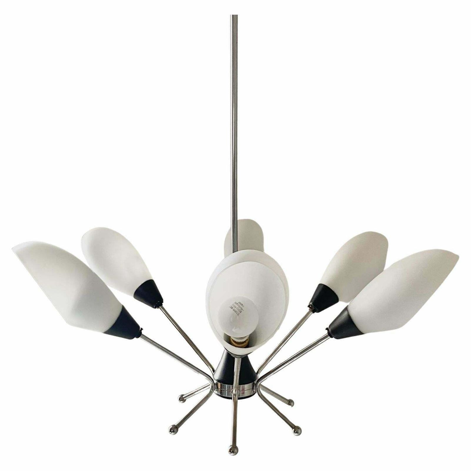 Midcentury Modern Sputnik Chandelier, Stilnovo Italy 1960 photo for sale