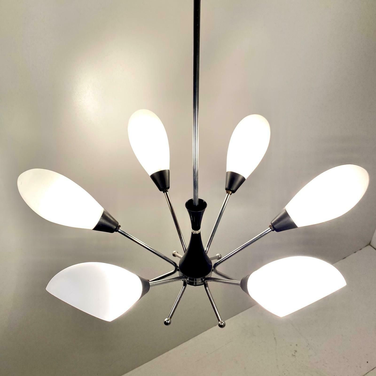 Midcentury Modern Sputnik Chandelier, Stilnovo Italy 1960 photo 1750.0