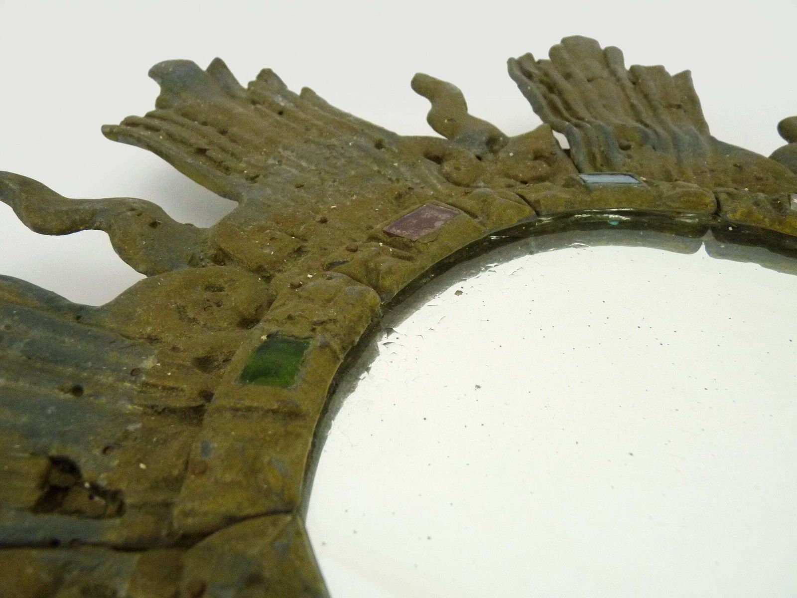 Old Lead Sun Mirror Line Vautrin Style Irena Jaworska photo vinterior