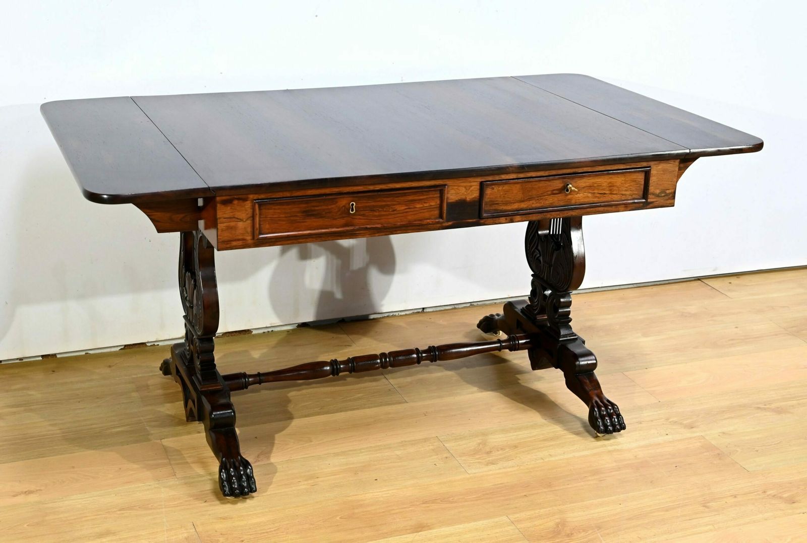Desk Table With Shutters In Solid Rosewood, Restoration Period – Early 19th Century photo for sale