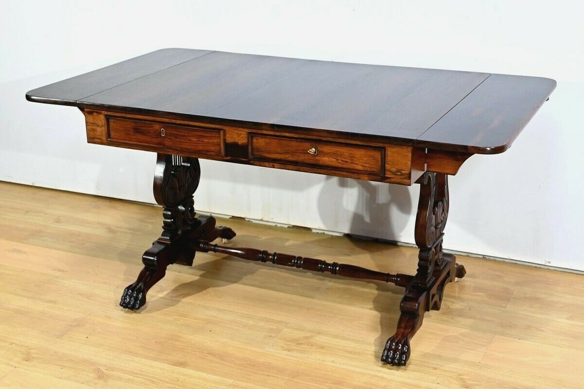 Desk Table With Shutters In Solid Rosewood, Restoration Period – Early 19th Century photo Furniture
