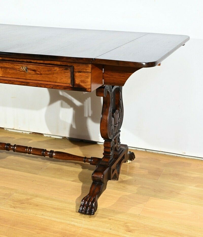 Furniture Desk Table With Shutters In Solid Rosewood, Restoration Period – Early 19th Century photo