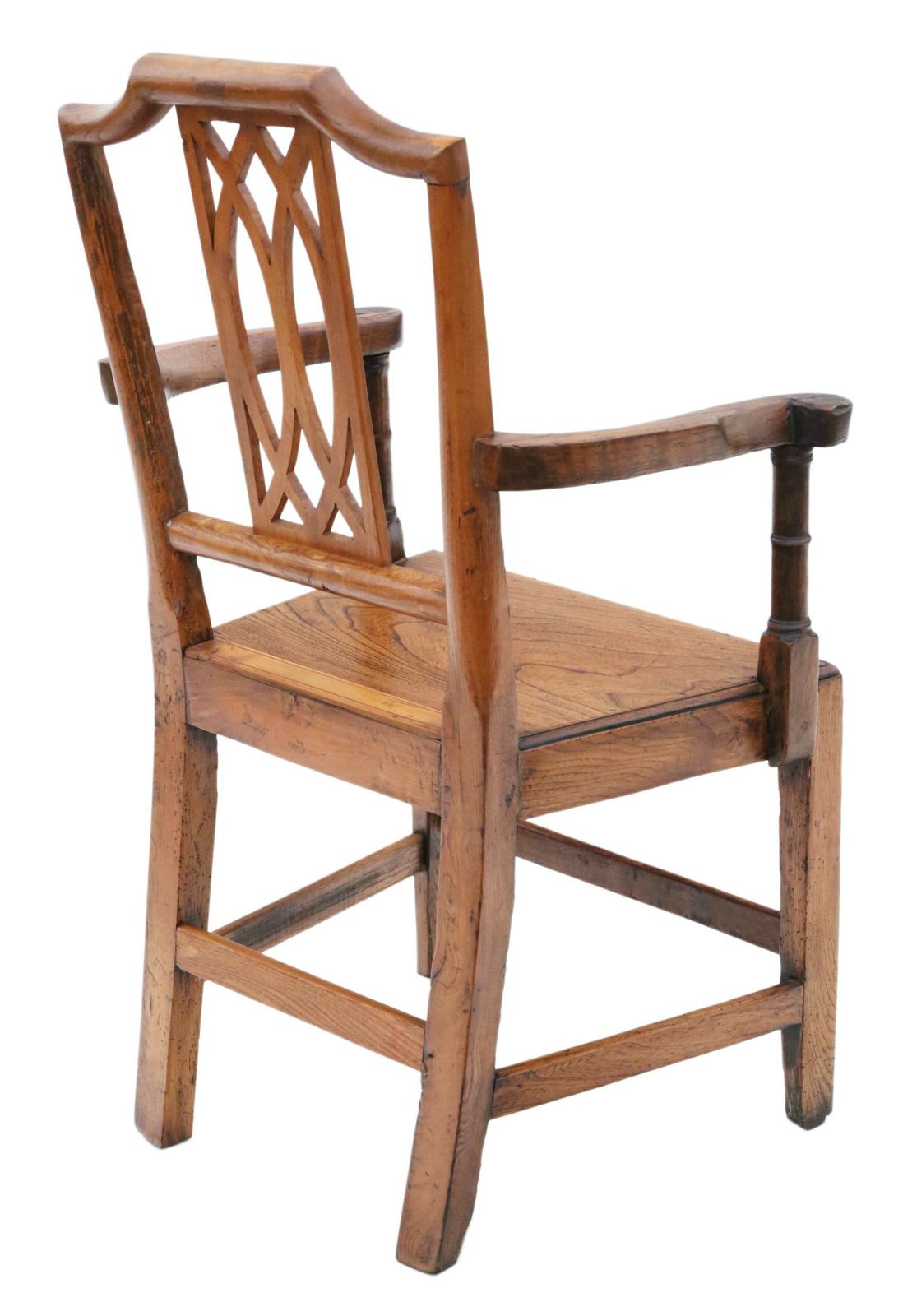19th Century Elm Kitchen Dining Chairs: Set Of 6 (5+1), Antique Quality photo 1895.0