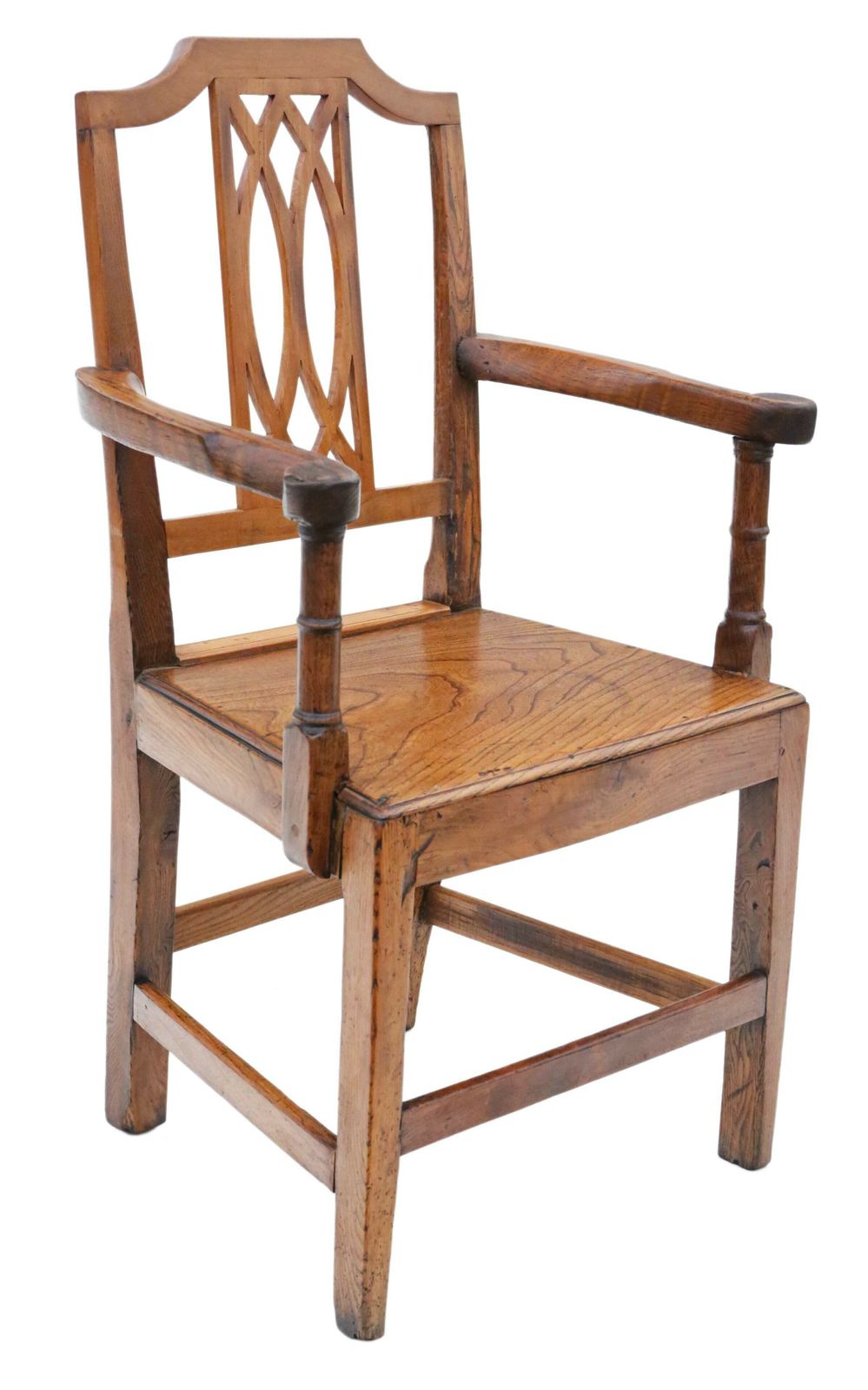 19th Century Elm Kitchen Dining Chairs: Set Of 6 (5+1), Antique Quality photo vintage