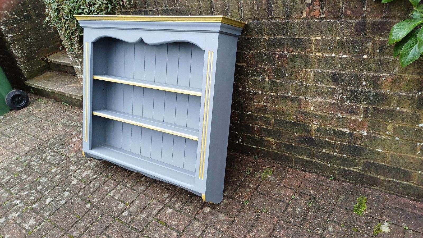 Superb Hand Painted Dark Grey Wall Shelves Gold Highlights Adjustable. Kitchen Bathroom Etc photo furniture