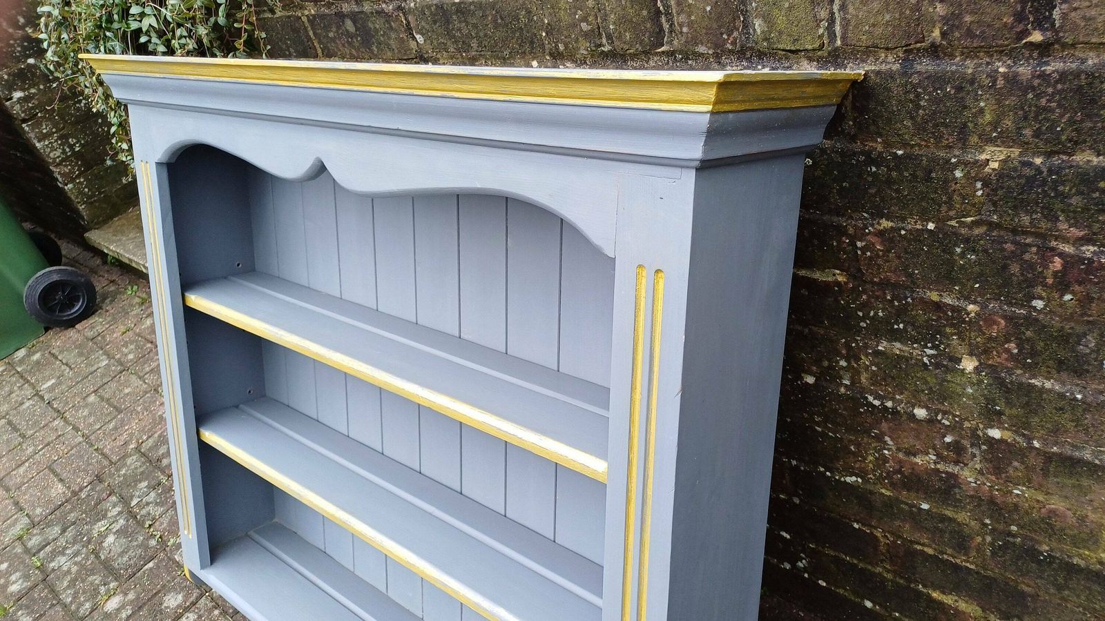 Superb Hand Painted Dark Grey Wall Shelves Gold Highlights Adjustable. Kitchen Bathroom Etc photo for sale