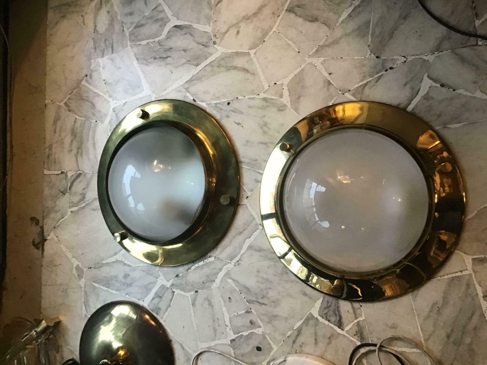 Azucena “Tommi” Luigi Caccia Dominioni Ceilling Light Sconces Brass Glass, 1950 photo for sale