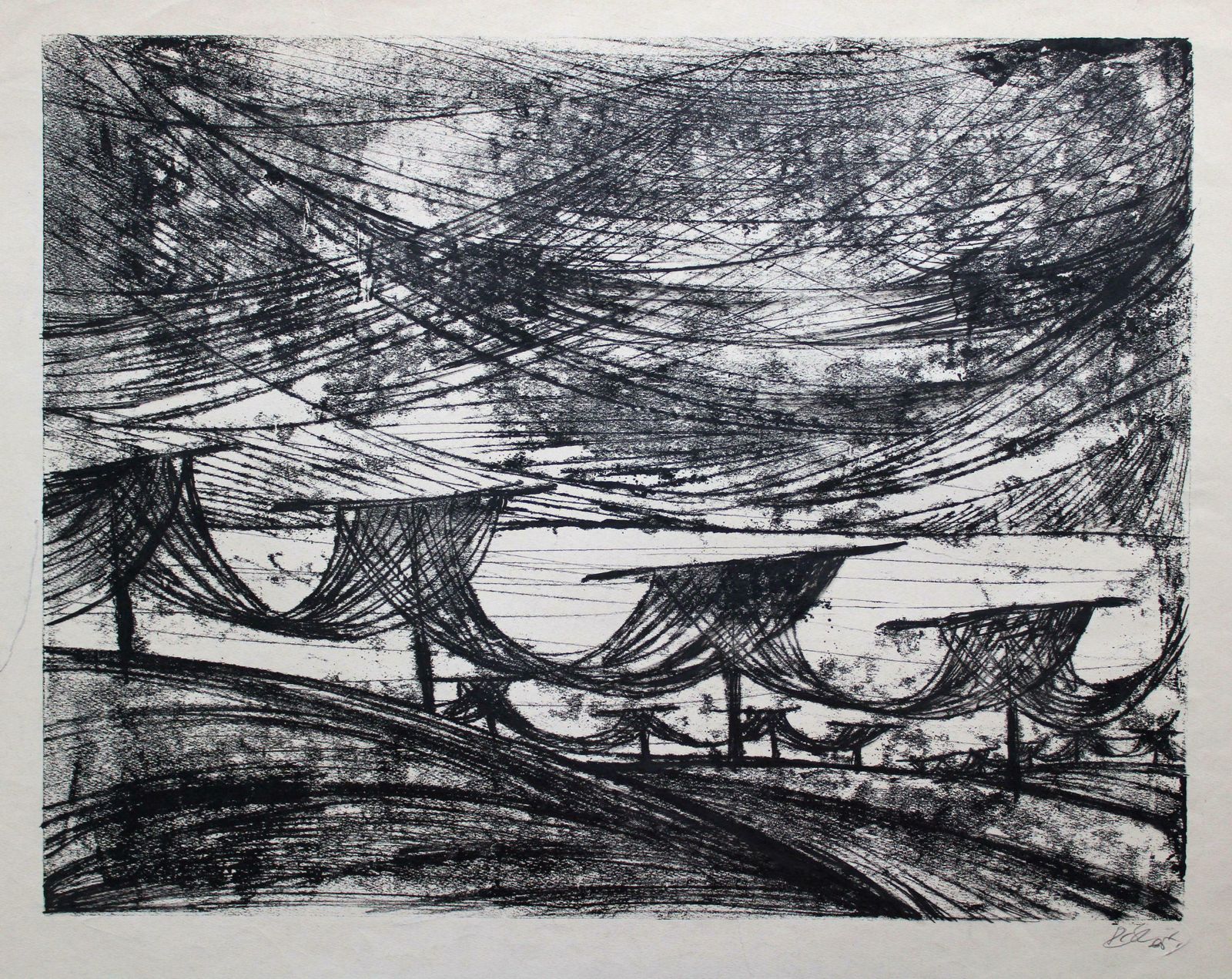 Dzidra Ezergaile Fishing Nets. 1965, Paper, Etching 53x66 Cm 1965