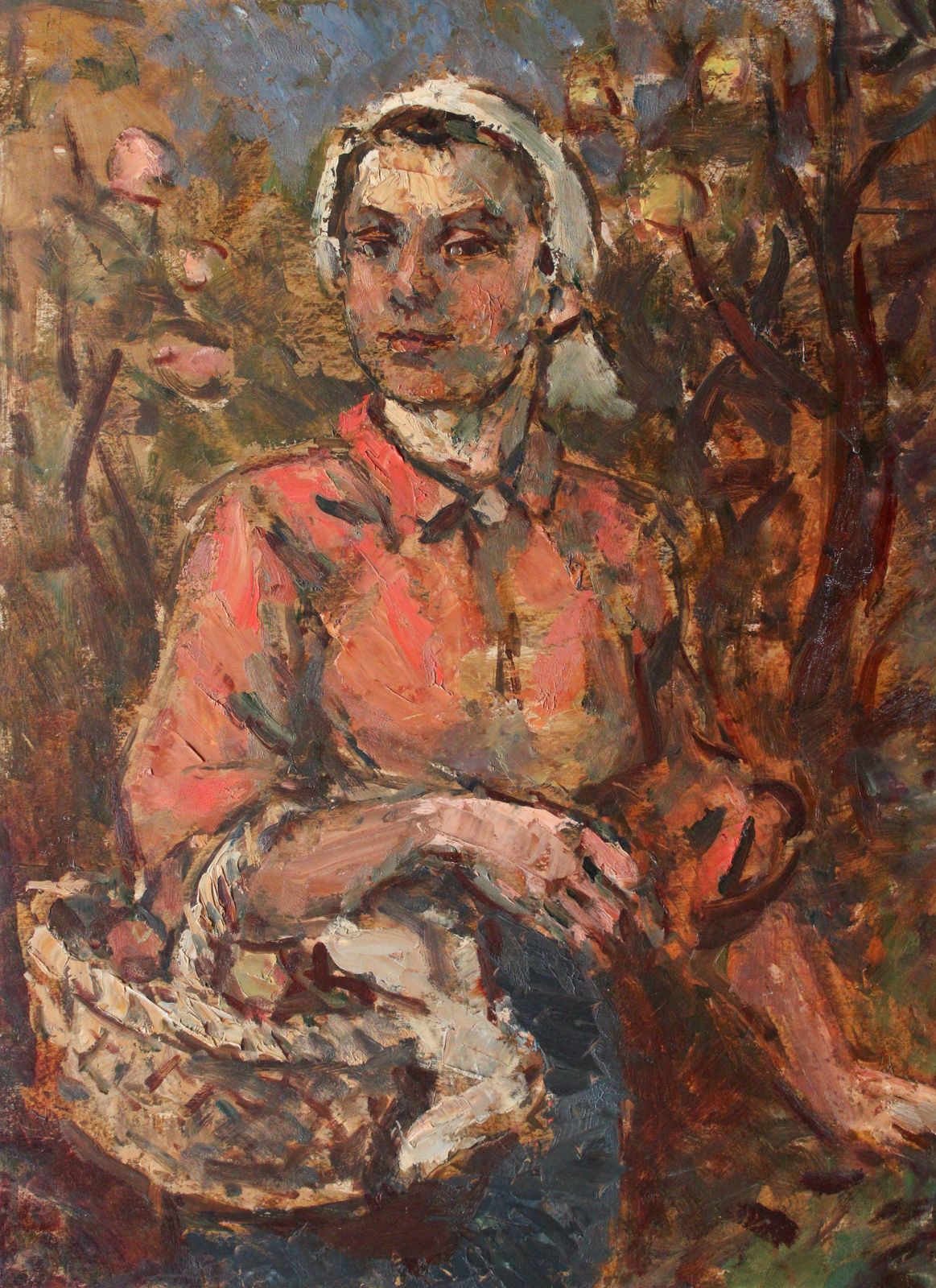 Janis Rikmanis At The Autumn Garden. Oil On Cardboard, 80 X 57 Cm