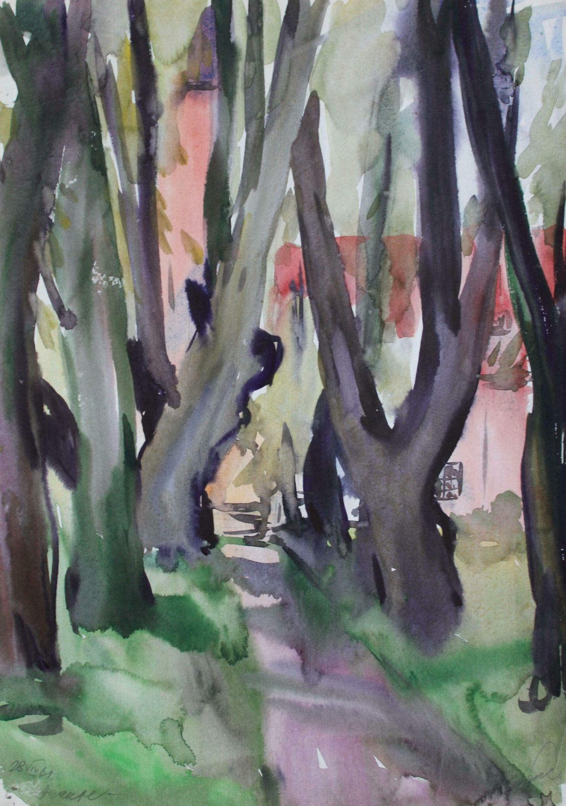 Dzidra Ezergaile Alley. 1961. Paper, Watercolor, 42x29.5 Cm 1961