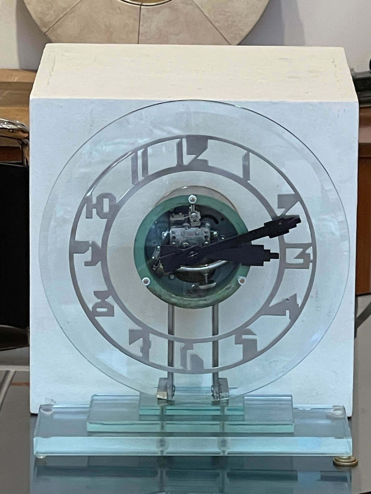Beautiful Ato Glass Transparent Electric Pendulum, Art Deco, France, Circa 1930 photo furniture