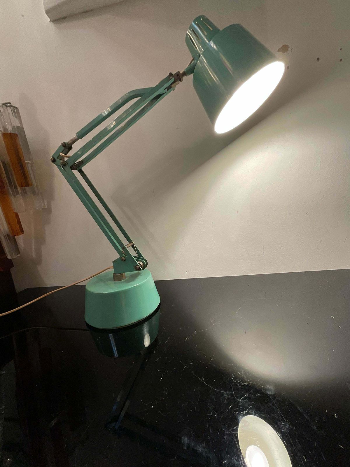 Stilux   1950s Industrial Table Lamp   Green Enameled Metal photo Lighting