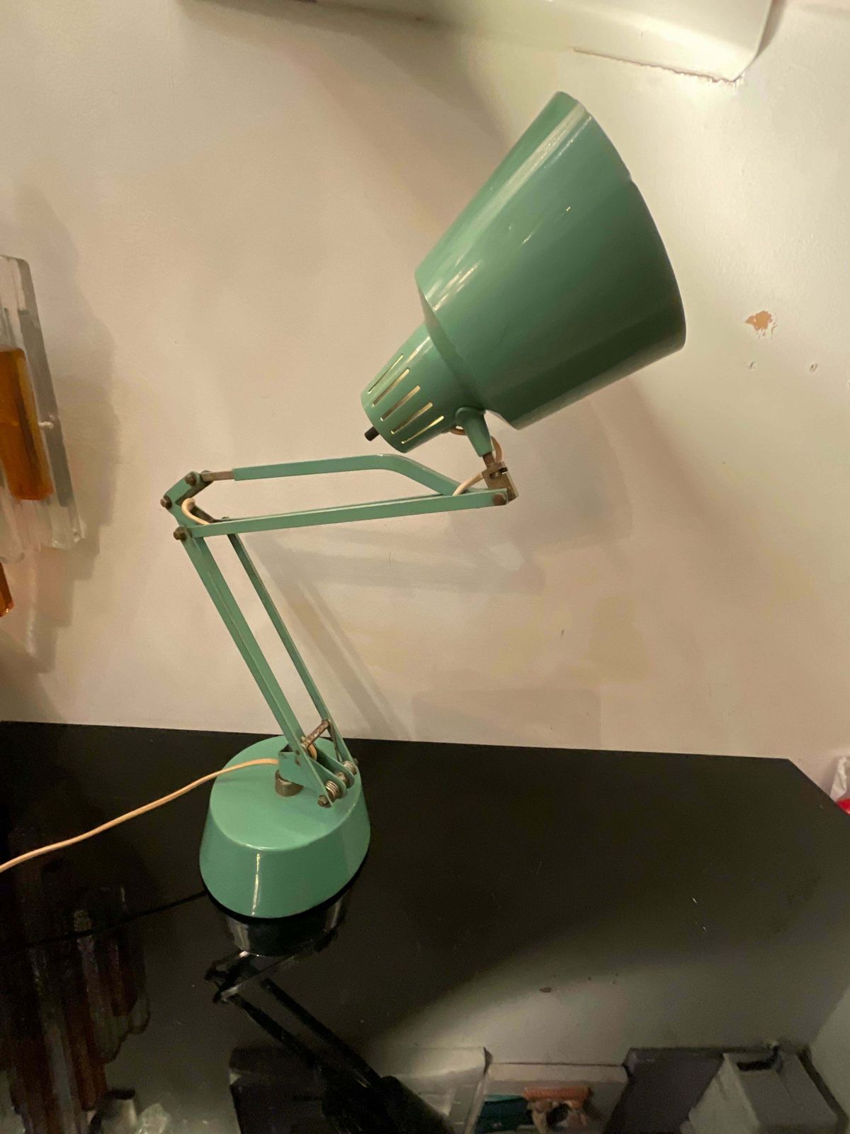 Stilux   1950s Industrial Table Lamp   Green Enameled Metal photo 1220.0