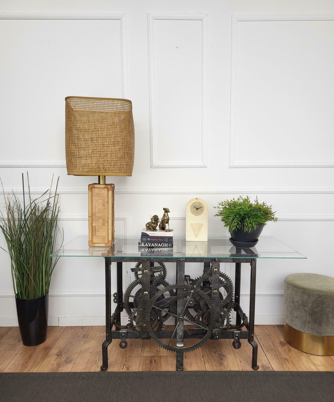 18th Century Italian Wrought Iron Church Tower Turret Clock Console Side Table photo furniture