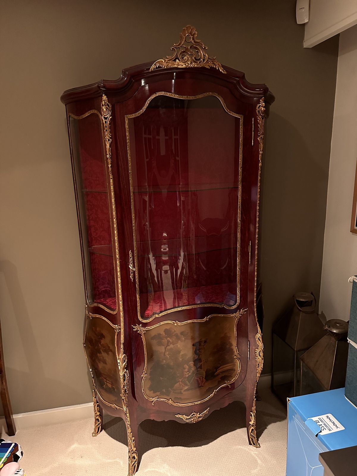 French Louis Antique XV Glass Cabinet photo for sale