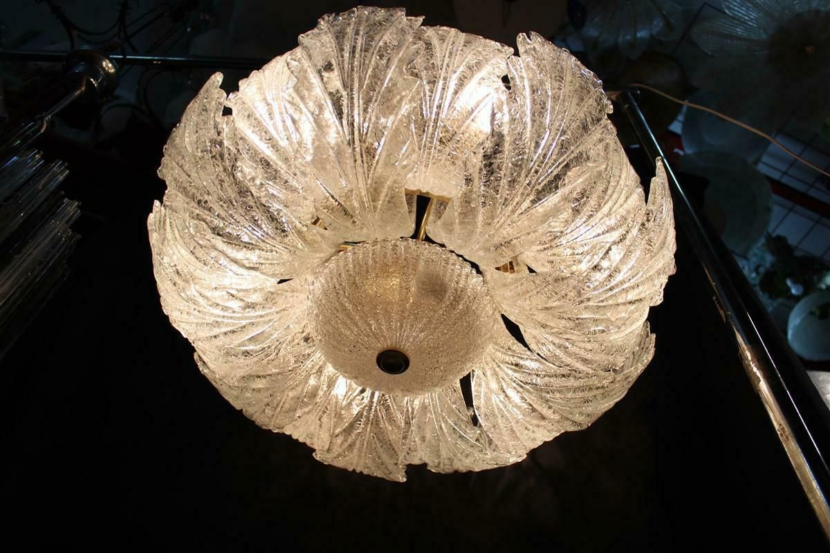 Round Italian Flowered Chandelier From The 70s In Murano Glass. Brass Parts With Golden Plate photo furniture