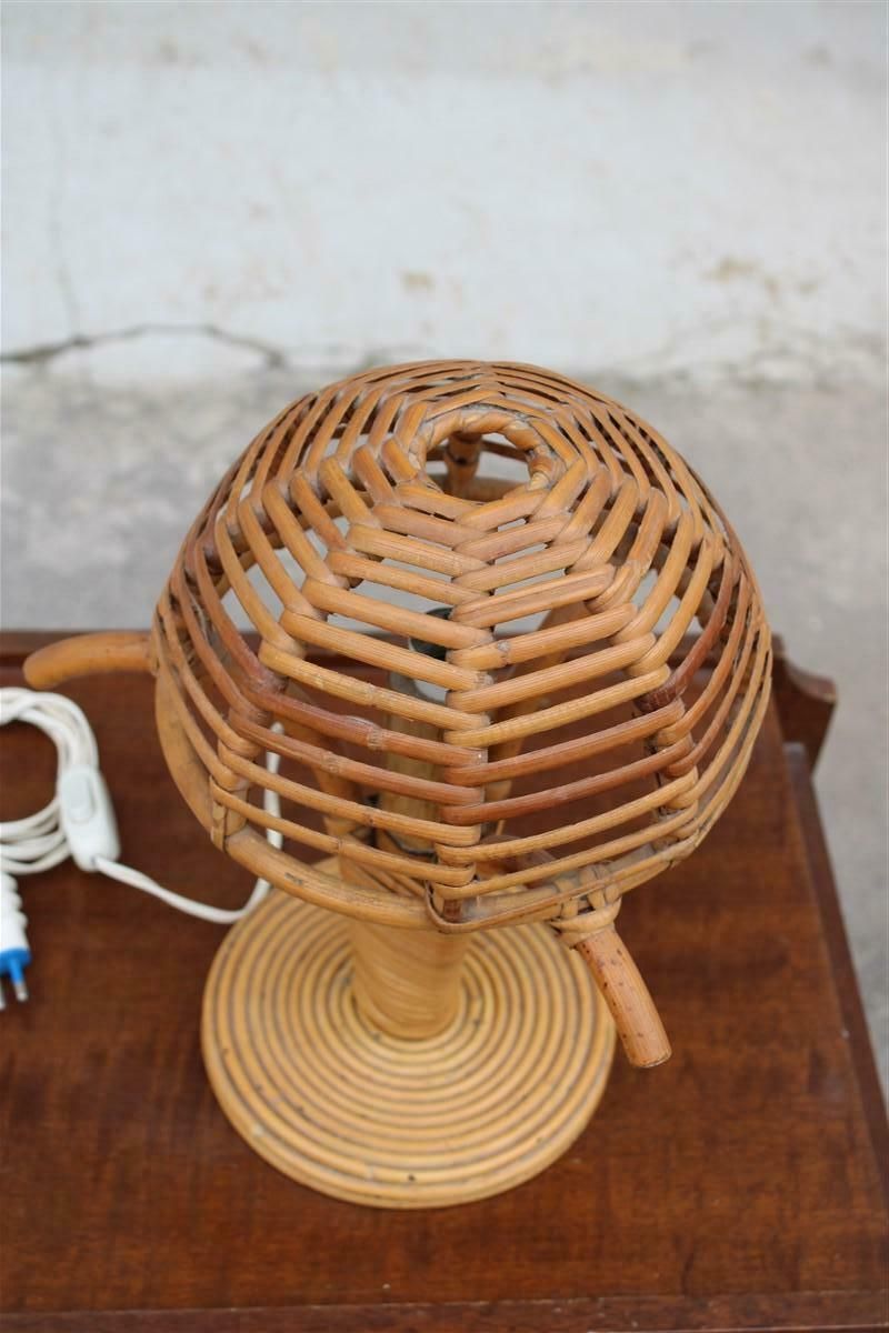 1960s Italian Bamboo Mushroom Bedside Lamp photo for sale
