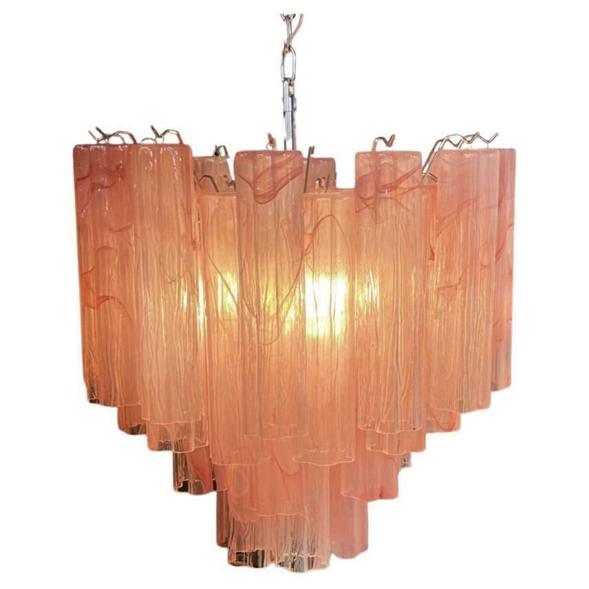 Trio Murano Glass Tronchi Chandeliers, Pink Alabaster photo for sale