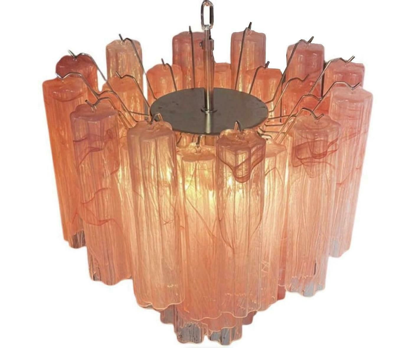 Trio Murano Glass Tronchi Chandeliers, Pink Alabaster photo Lighting