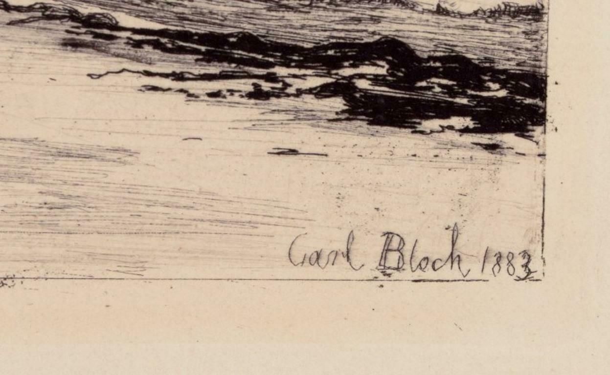 Carl Bloch (1834–1890). Etching On Paper. Danish Coastal Scene. photo vinterior