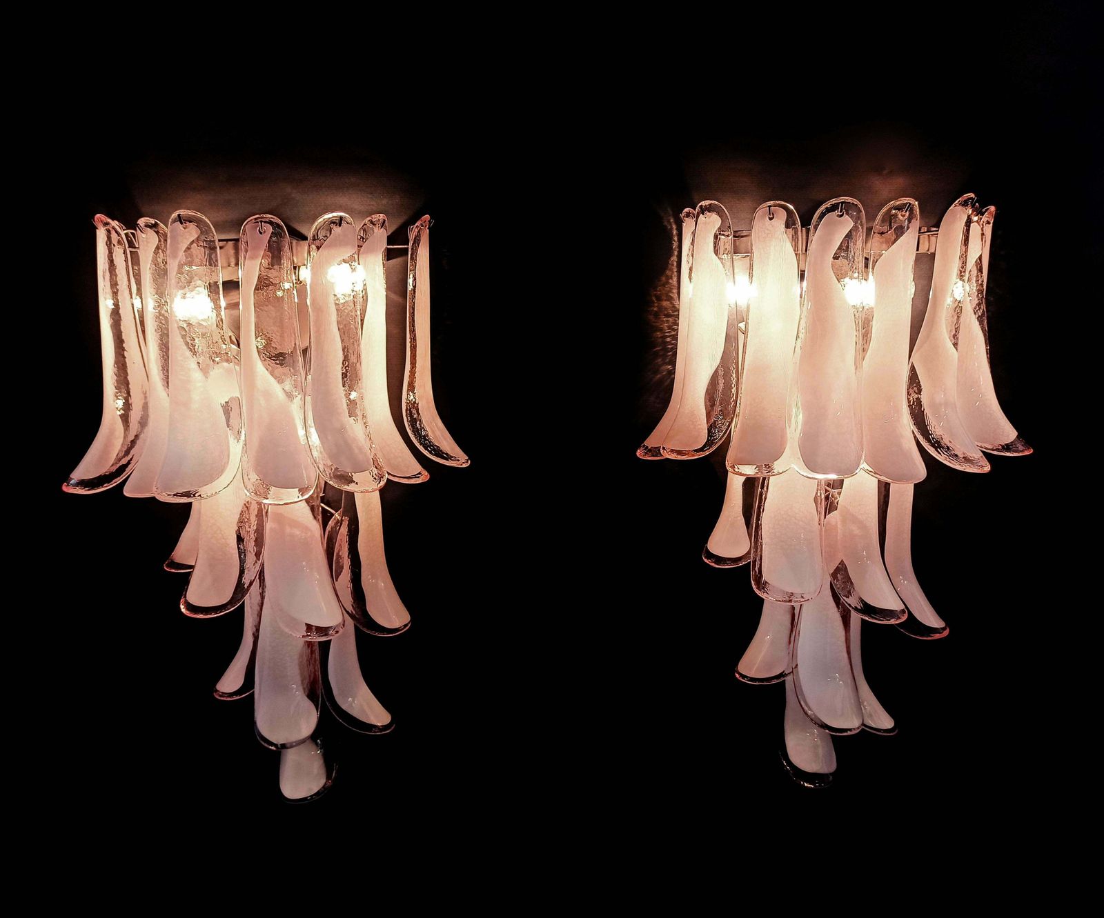 photo for sale Midcentury Trio Of Italian Pink Wall Sconces, Murano, 1990s