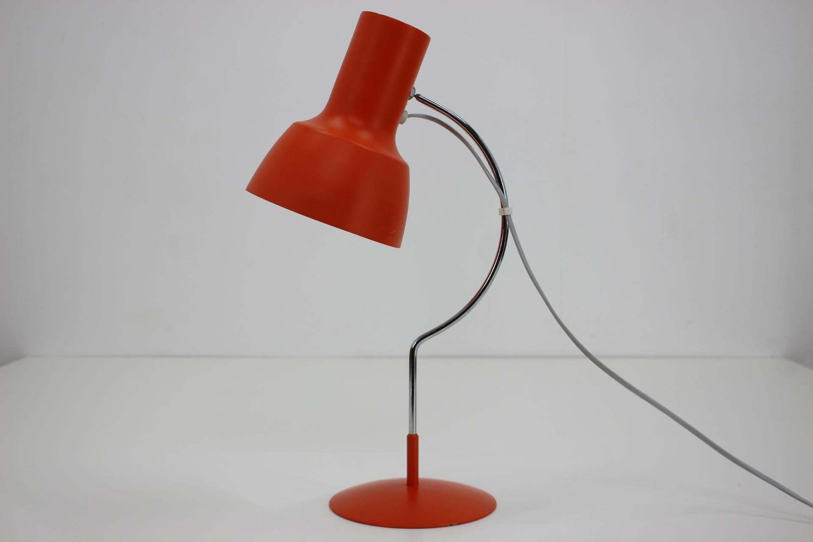 1960s Pair Of Josef Hurka Orange Red Desk Lamps, Czechoslovakia photo buy