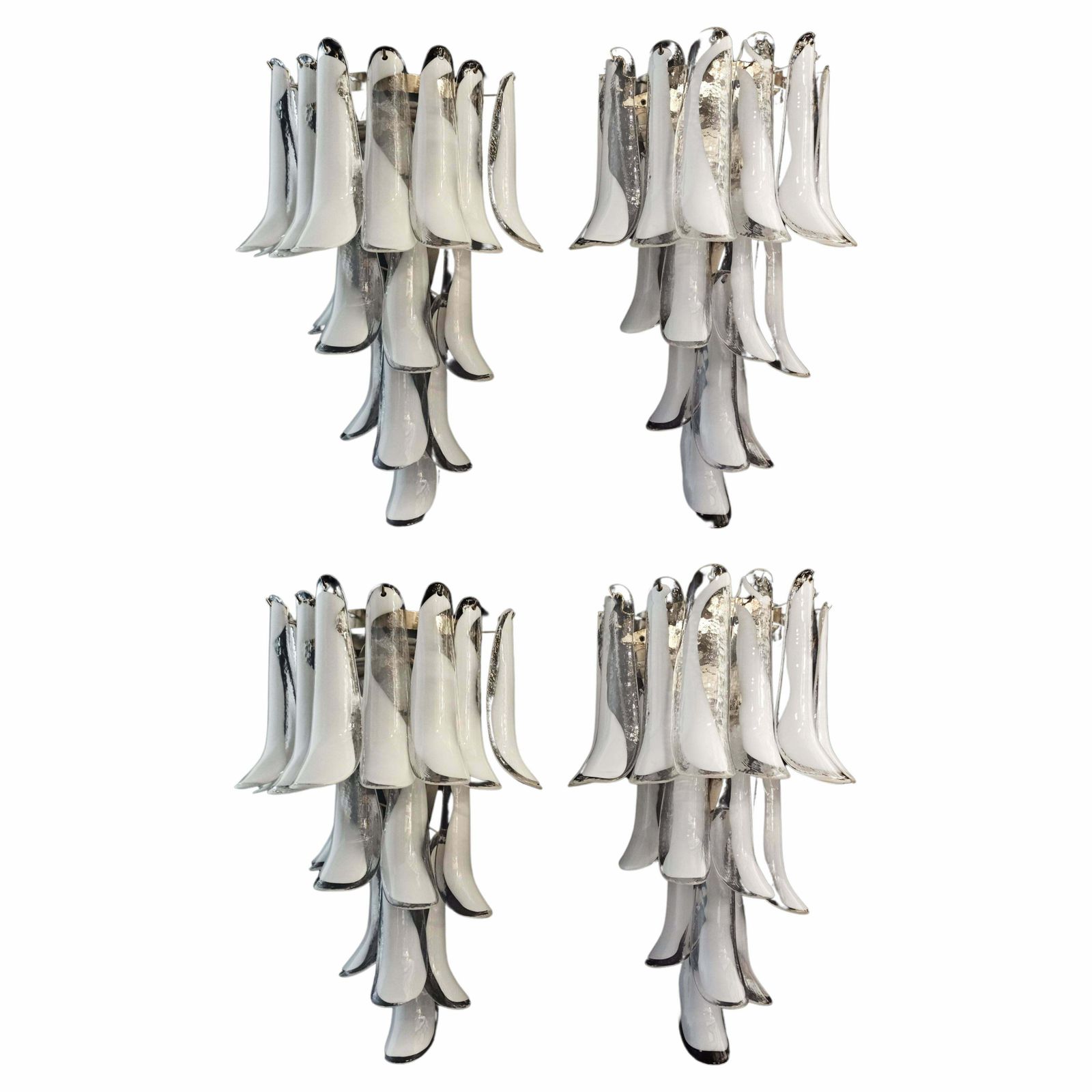 Set Four Of Italian Petal Murano Sconces, Mazzega Style